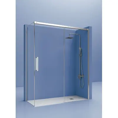 MAMPARA DE DUCHA ENTRADA ANGULAR VISION 400 MAMPARA FRONTAL 1 CRISTAL PUERTA 2 FIJOS CASTEL