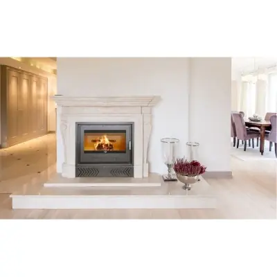 CHIMENEA DE LEÑA AMBER 100 CON TURBINAS DE 14 KW CHIMENEAS REDONDO ECODESIGN