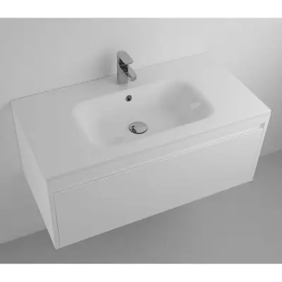 ENCIMERA DE BAÑO BLANCA DE MINERAL COMPOSITE MODELO MILO 91X46