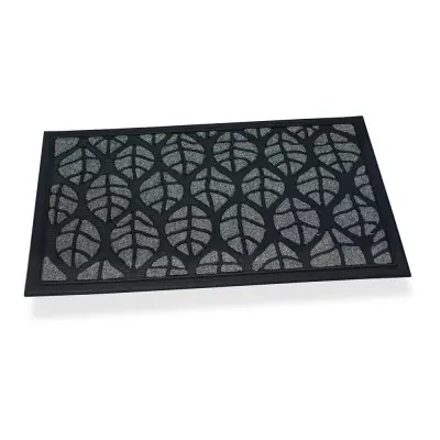 Felpudo goma/moqueta hojas gris 75x45cm hidalgo
