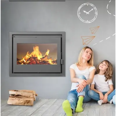 CHIMENEA DE LEÑA FUSIÓN 100 SIN Y CON VENTILACIÓN FORZADA 20KW JOYMA