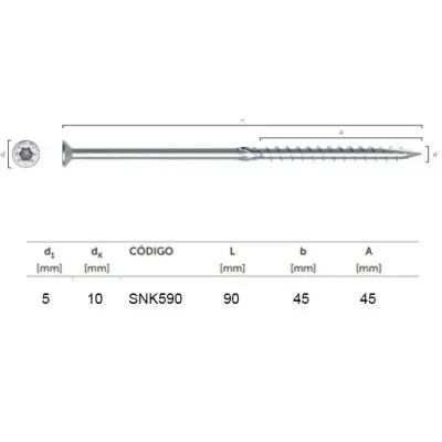 TORNILLO ROSCA MADERA 5x90 SNK ROTHO BLAAS