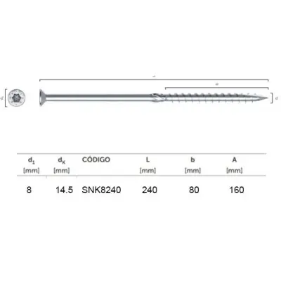 TORNILLO ROSCA MADERA 8x240 SNK ROTHO BLAAS