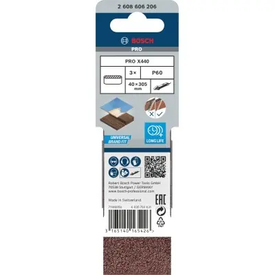 BANDA DE LIJA PRO X440, 40 X 305 MM, G60 BOSCH 2608606206