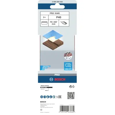 BANDA DE LIJA PRO X440, 75 X 457 MM, G40 BOSCH 2608606032