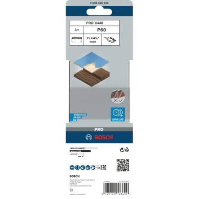 BANDA DE LIJA PRO X440, 75 X 457 MM, G60 BOSCH 2608606033
