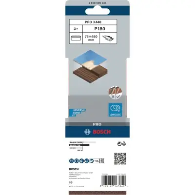 BANDA DE LIJA PRO X440, 75 X 480 MM, G180 BOSCH 2608606048