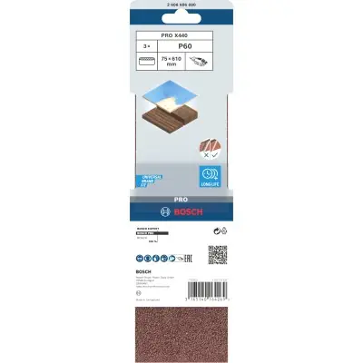 BANDA DE LIJA PRO X440, 75 X 610 MM, G60 BOSCH 2608606090