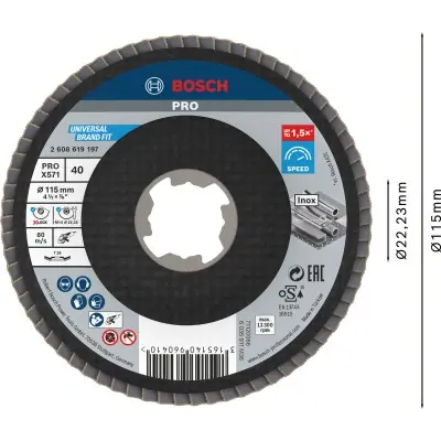 DISCO DE LÁMINAS PRO X571 X-LOCK, 115&nbsp;MM, G40 BOSCH 2608619197