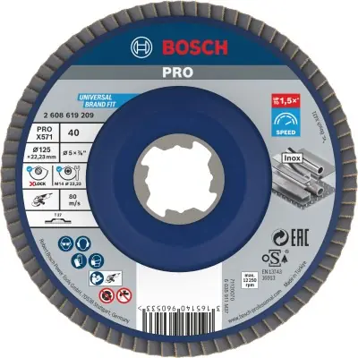 DISCO DE LÁMINAS PRO X571 X-LOCK, 125&nbsp;MM, G40 BOSCH 2608619209