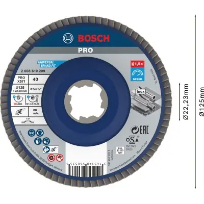 DISCO DE LÁMINAS PRO X571 X-LOCK, 125&nbsp;MM, G40 BOSCH 2608619209