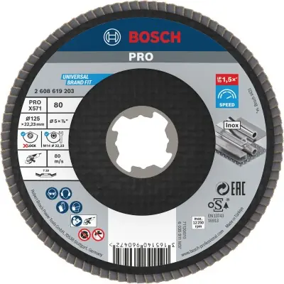 DISCO DE LÁMINAS PRO X571 X-LOCK, 125&nbsp;MM, G80 BOSCH 2608619203