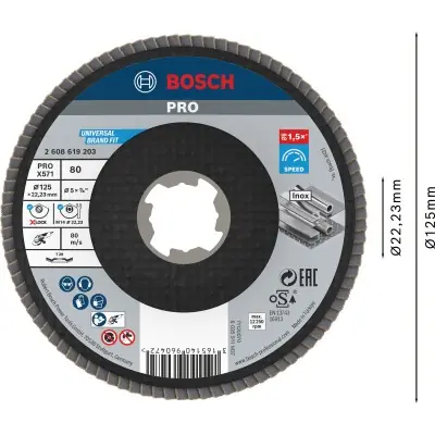DISCO DE LÁMINAS PRO X571 X-LOCK, 125&nbsp;MM, G80 BOSCH 2608619203