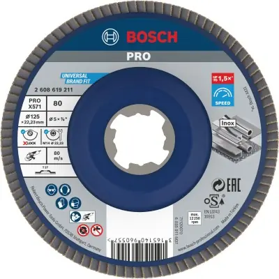 DISCO DE LÁMINAS PRO X571 X-LOCK, 125&nbsp;MM, G80 BOSCH 2608619211