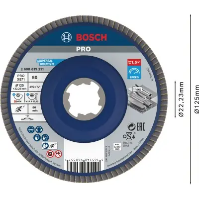 DISCO DE LÁMINAS PRO X571 X-LOCK, 125&nbsp;MM, G80 BOSCH 2608619211