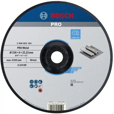 DISCO DE DESBASTE PRO METAL, 230 X 6 X 22,23 MM BOSCH 2608603184
