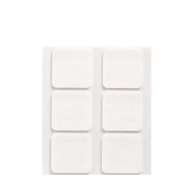 Pack 6 fieltros blanco sinteticos adhesivos 31x31mm plasfix inofix