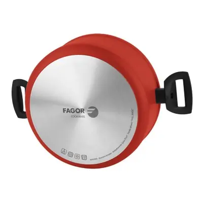 Panela máxima + tampa vermelha alumínio 3004 fagor ø24x11cm