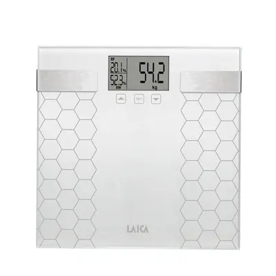 Balança de banho digital com cálculo da composição corporal cor branca 180kg ps5014 laica