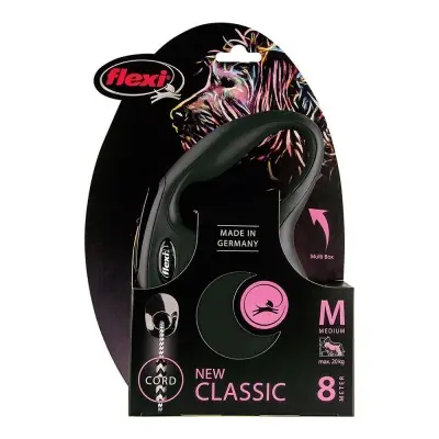 Correa extensible flexi classic negra, cinta 8 m, m, hasta 20 kg