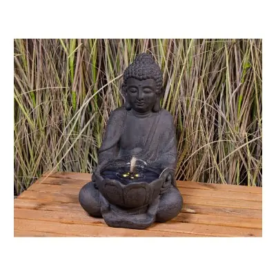 Fuente solar para exterior ip68, de poliresina, modelo buda, luz cálida, 29,5 x 28 x 45 cm