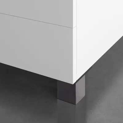 Pé de canto quadrado, modelo 972, em abs, 42 x 42 x 60 mm, preto