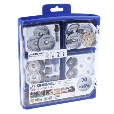 JUEGO DE 70 ACCESORIOS MULTIUSOS EZ SPEEDCLIC DREMEL 2615E725JA