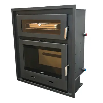 CHIMENEA CALEFACTORA DE LEÑA CON HORNO PARA RADIADORES CALELLA 23 KW ECODESING