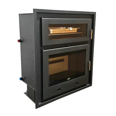 CHIMENEA CALEFACTORA DE LEÑA CON HORNO PARA RADIADORES CALELLA 23 KW ECODESING