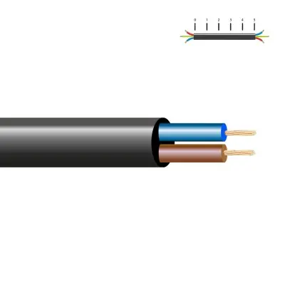 Manguera tubular h03vv-f 2 x 0,50 mm², negra euro/m