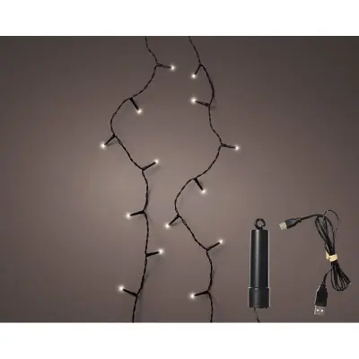 Guirnalda led recargable multifunción, luz cálida, exterior, 100 leds, 7,4 m