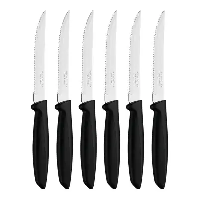 Cuchillos dentados para carne, plenus, negro, 6 uds