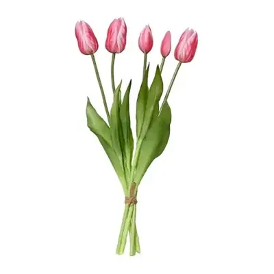 Ramo de tulipanes rosas de polipropileno, 15 x 15 x 40 cm