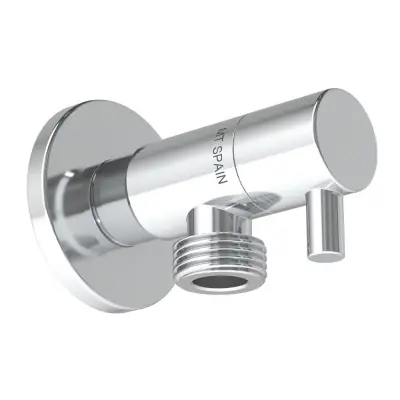 Válvula escuadra modelo deco con mando redondo, silver, ½ x ½ pulg