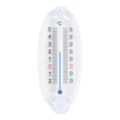 Termómetro de ventana, transparente con ventosa, 15 cm