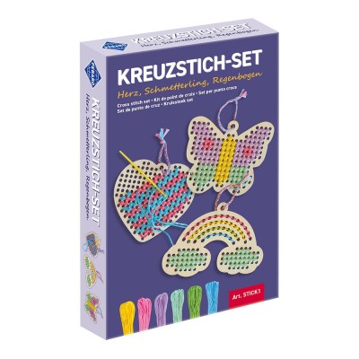 Kit de bordado infantil mariposa, arcoíris y corazón
