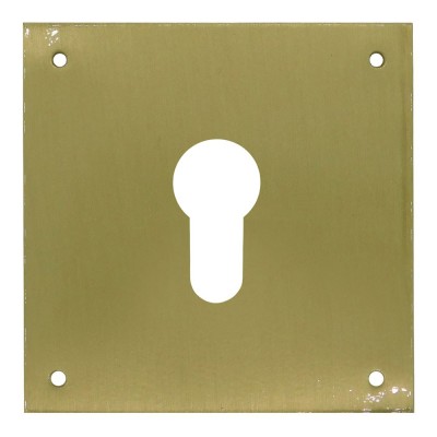 Placa bocallave, pera, modelo plp13, de latón con acabado latón satinado, 80 x 80 mm